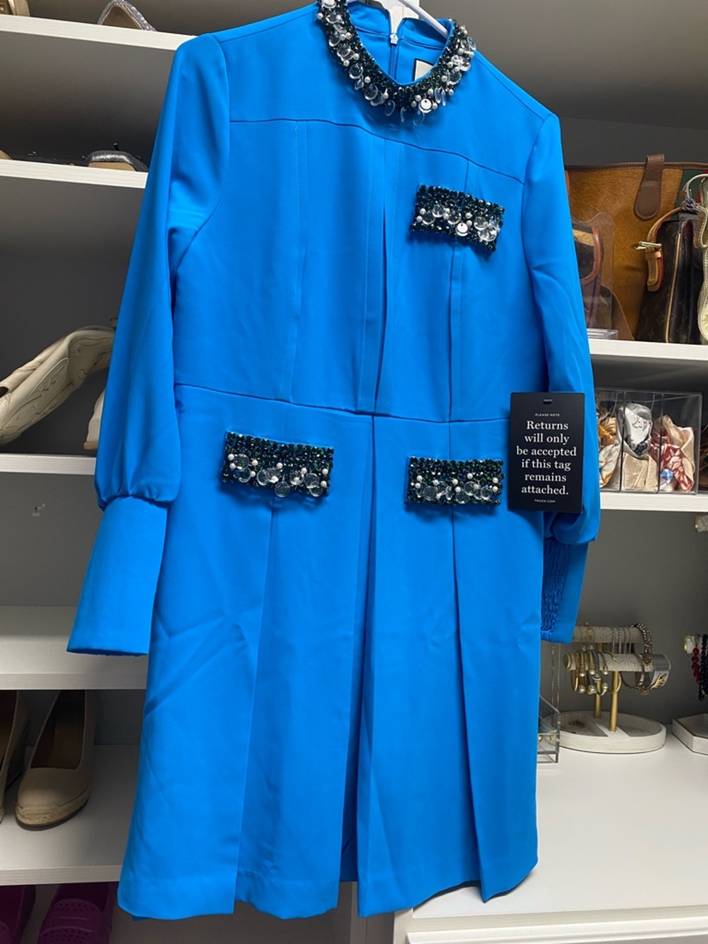 NWT Tuckernuck Turquoise Long-Sleeve Embellished Hoyt Dress